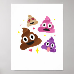 Poster Cute drôle Emoji Rose Bow Cutie Poo - Poop Emoji