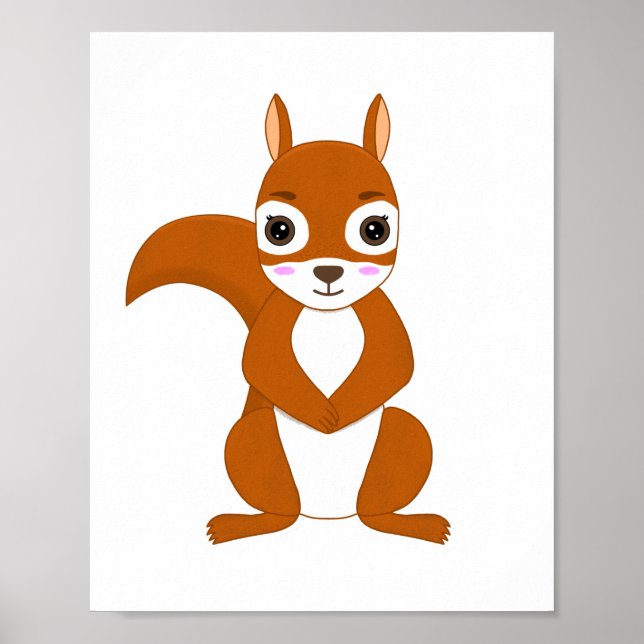 Poster Cute écureuil Kawaii (Devant)