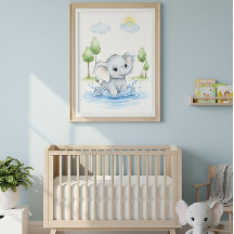 Cute Elephant Splashing in Water