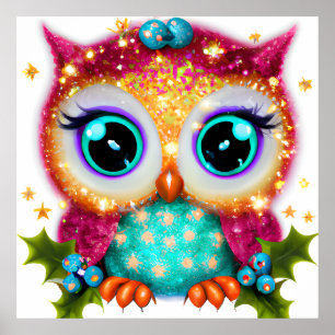 Poster Cute et adorable Kawaii Baby Owl