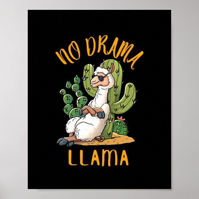 Poster Cute et drôle Llama Pas de Drama Llama Cadeau pour (Devant)