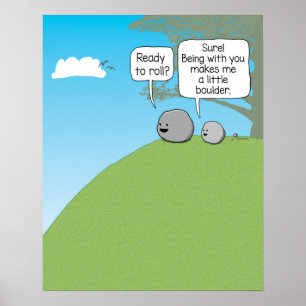 Poster Cute et drôle Petite Boulder prêt à rouler Carré
