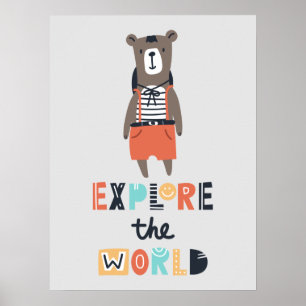 Poster Cute Exploration Ours Salle Enfants