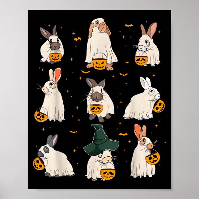 Poster Cute Fall Bunny Ghost Costume Rabbit Lover Soky Se (Devant)