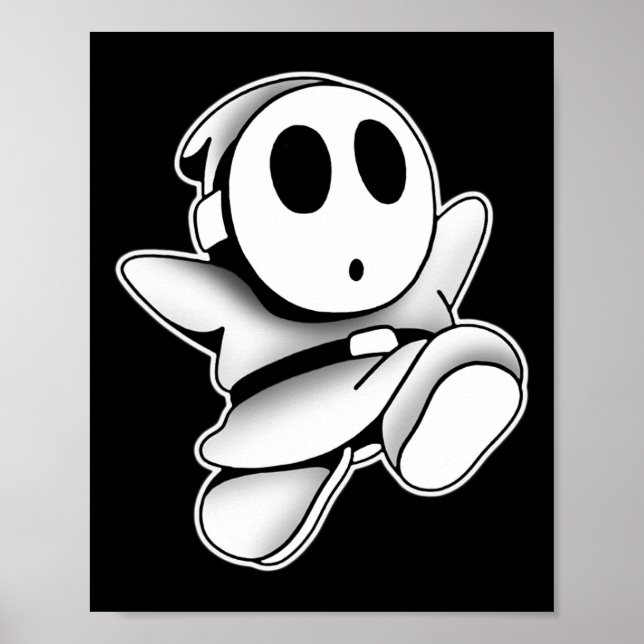 Poster Cute Fantôme Porte Masque Noir Éffrayant (Devant)
