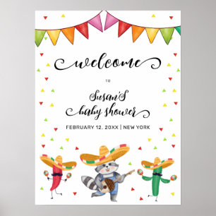 Poster Cute Fiesta Taco Cactus Baby shower animal Bienven