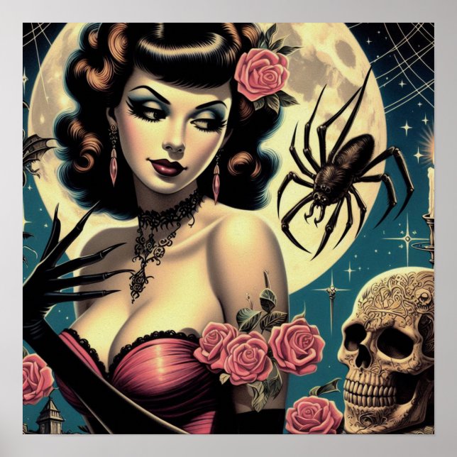 Poster Cute fille Goth Vintage (Devant)