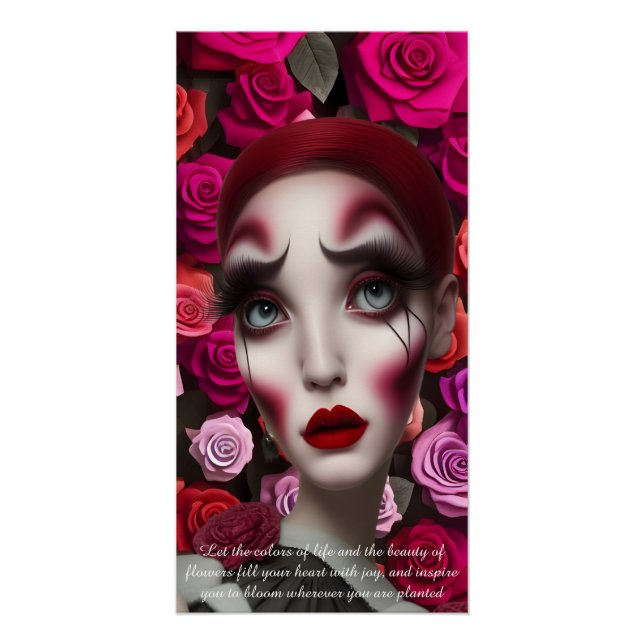 Poster Cute Floral Rose Girls Room Wall Art (Devant)