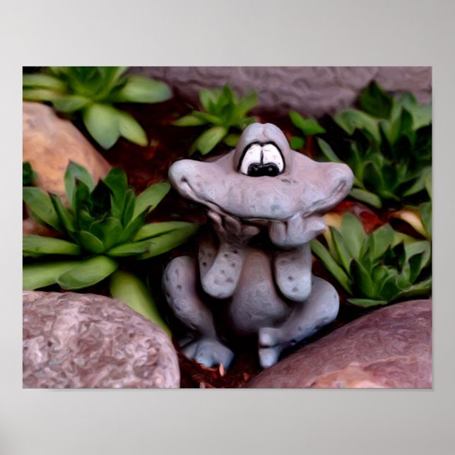 Poster Cute Flower Garden Grenouille Photo Peinture (Devant)
