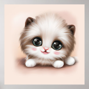 Poster Cute Fluffy Furr Ball Kitten