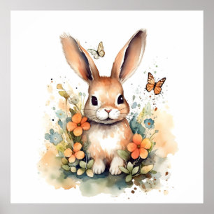 Poster Cute Forest bébé lapin Pintes Nursery Art