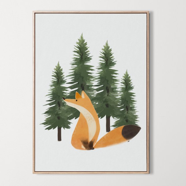 Poster Cute Fox Nursery Woodland Animal Wall Art Décor (Cute Fox Nursery Woodland Animal Wall Art Decor, tree, forest, wild)