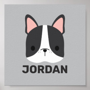 Poster Cute French Bulldog with Personalized Name