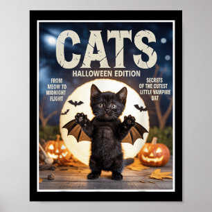 Poster Cute Funky Chat Noir En Costume De Chat Halloween