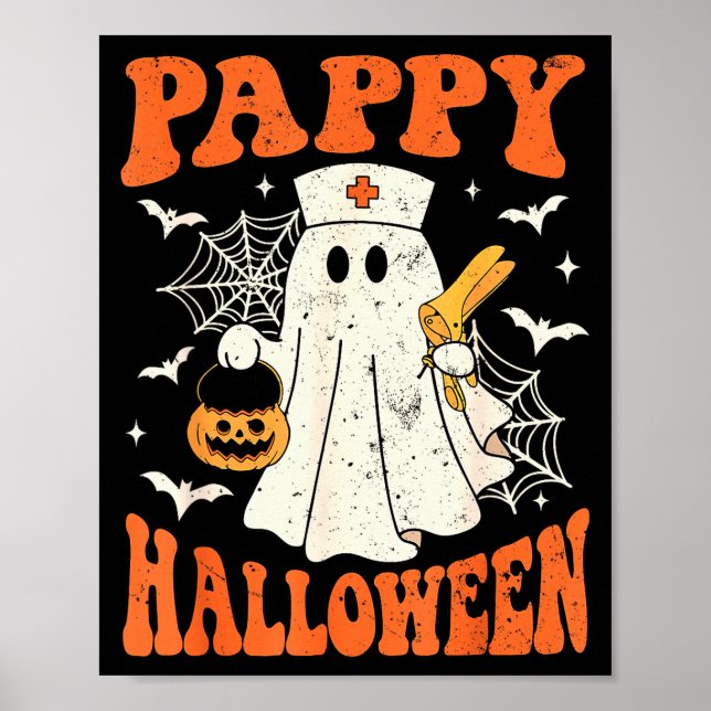 Poster Cute Funny Boo Ghost Nurses Pappy Halloween Obgyn  (Devant)