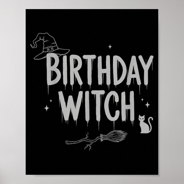 Poster Cute Funny Witch Witchy Birthday Witches Happy Wom (Devant)