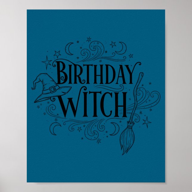 Poster Cute Funny Witch Witchy Birthday Witches Happy Wom (Devant)
