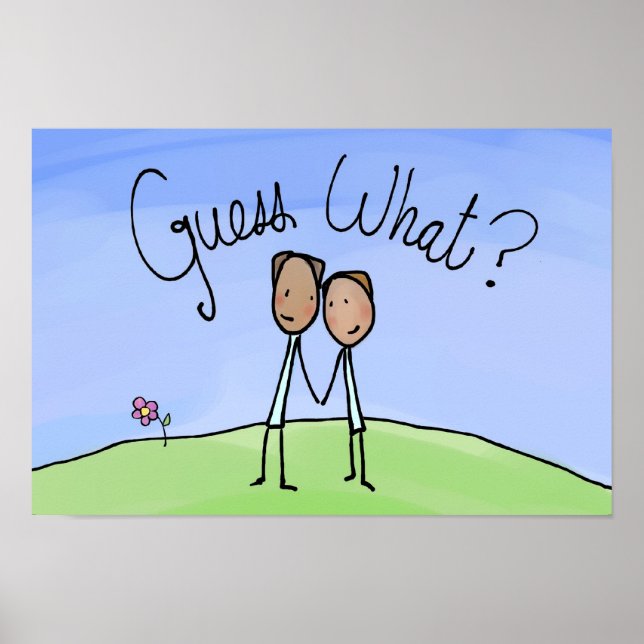 Poster Cute Gay Couple Devinez Quoi (Devant)