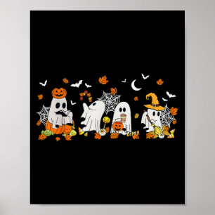 Poster Cute Ghost Boire Café Halloween Fall Ghost Bo