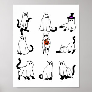 Poster Cute Ghost Chat Funny Halloween Costumes de tenue