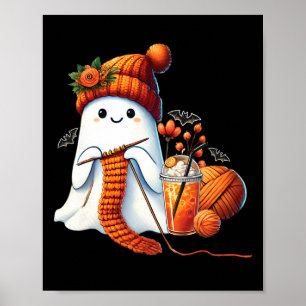 Poster Cute Ghost Crochet Tricot Amateurs Halloween Café