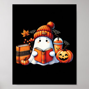 Poster Cute Ghost Lecture Livre Amateurs Halloween Ghost