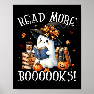 Poster Cute Ghost Lecture Livre Amateurs Halloween Lire p