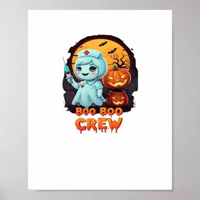 Poster Cute Ghost Nurse - Boo Boo Crew Halloween Fun Clas (Devant)