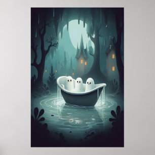 Poster Cute Ghosts Baignoire Halloween, Fantôme Salle de 