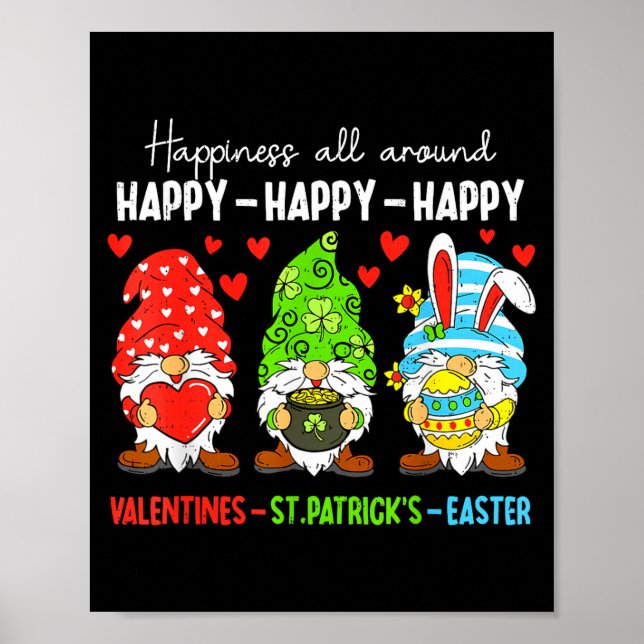 Poster Cute Gnome Happy Valentines St Patricks Easter Hol (Devant)