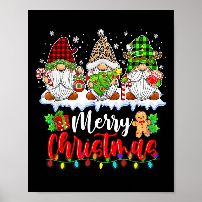 Poster Cute Gnomes Merry Christmas Light Family Gnome Xma (Devant)