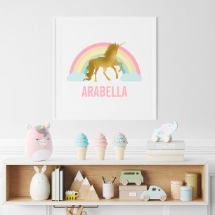 Poster Cute Gold Unicorn Girl's Room