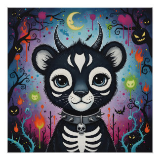 Poster Cute Gothique Hybrid - Éffrayant Imaginaire Night 