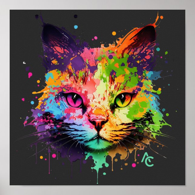 Poster Cute Graffiti Neon Enk Splash Chat (Devant)