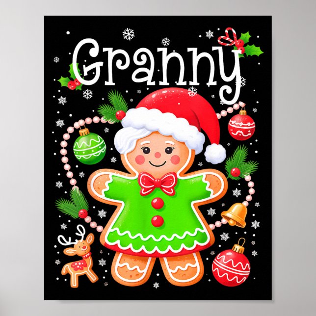 Poster Cute Granny Gingerbread Family Matching Christmas  (Devant)