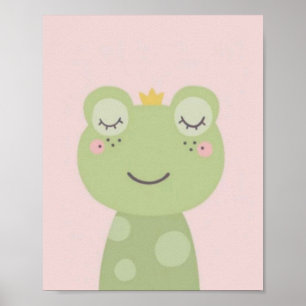 Poster Cute grenouille.arrière - plan rose.
