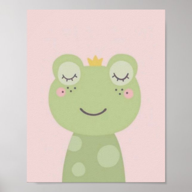 Poster Cute grenouille.arrière - plan rose. (Devant)