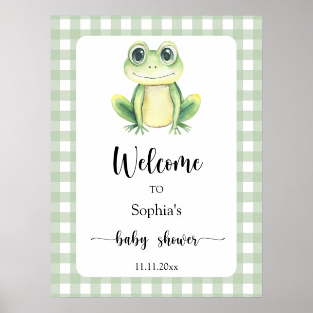 Poster Cute grenouille - baby shower de bienvenue (Devant)