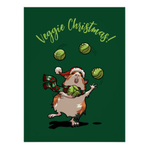 Poster Cute Guinea Pig Veggie Noël ! Contrebandeur Sprout