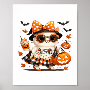 Poster Cute Halloween Chat - Kawaii Witch Kitty avec Pump