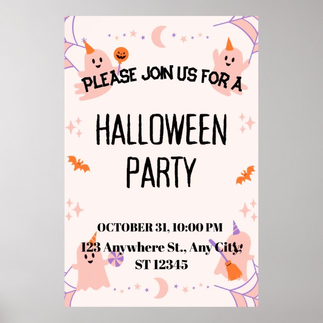 Poster Cute Halloween Party Invitation (Devant)