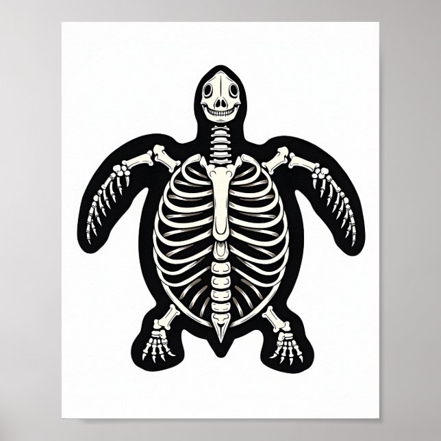 Poster Cute Halloween Turtle Skeleton Tortoise Fossils Ar (Devant)