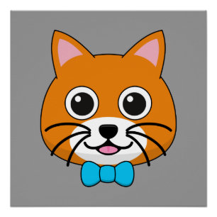 Poster Cute Happy Ginger Cat avec Papillon