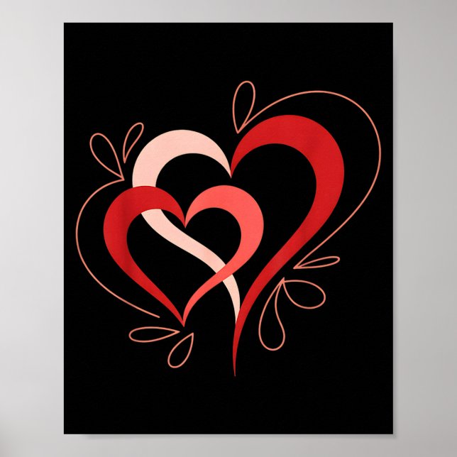 Poster Cute Hearts In Love Couples Valentine Day Pajamas  (Devant)