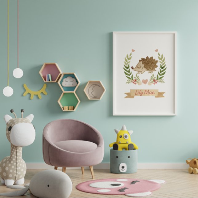Poster Cute Hedgehog Children Nursery Wall Art Décor (
)