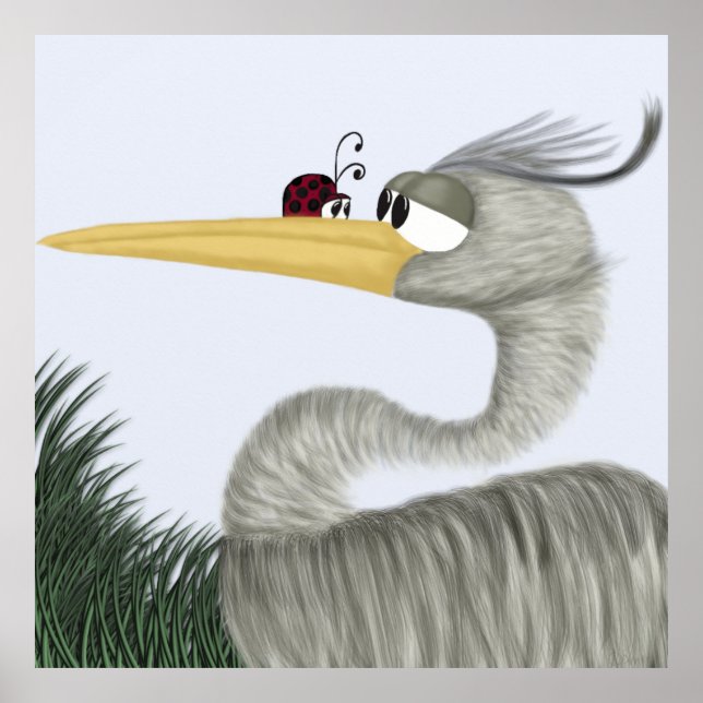 Poster Cute Heron et Ladybug (Devant)