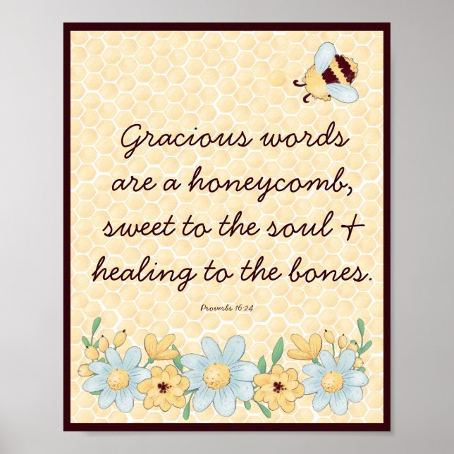 Poster Cute Honeycomb et Bible d'abeille Verse (Devant)