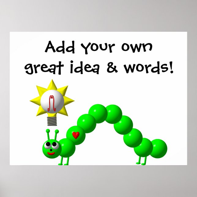 Poster Cute Inchworm avec une idée! (Devant)