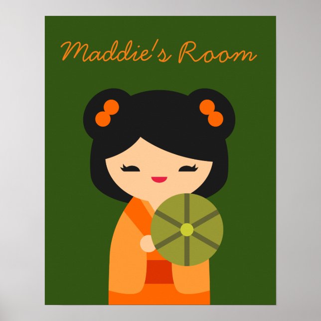 Poster Cute Japonaise Kokeshi poupée chambre filles (Devant)