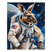 Cute Kangaroo en costume d'astronaute dans l'espac